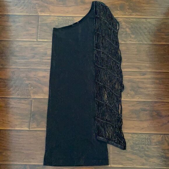 Bebe Black With Gold Metallic Dress Evening Bodycon Party Club Event Vegas - Picture 1 of 8